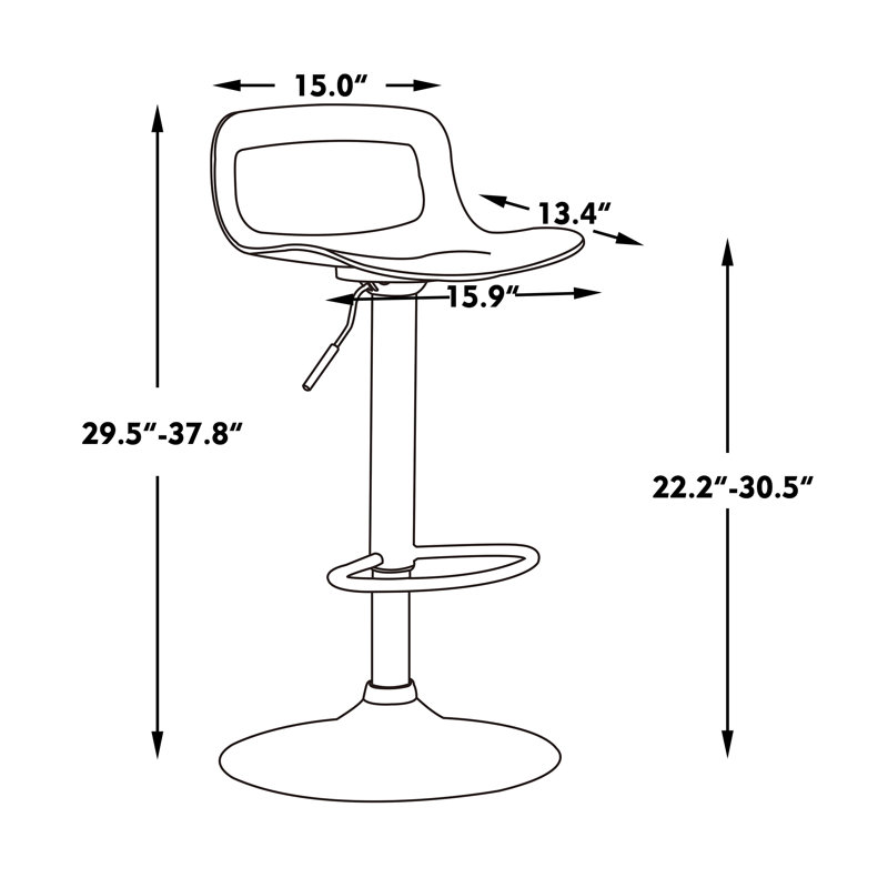 Ambrus Swivel Adjustable Height Counter Stool, Black
