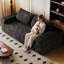 71 po, tissu en velours côtelé noir 71 po, coton de la peau, coussin en mousse haute densité, 2 sièges, style moderne, conversation dans la salle de conférence, siège en tissu ergonomique confortable, chambre et appartement, doux, éponge,