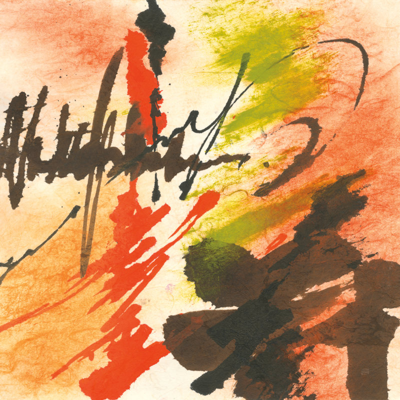 Graffiti orange II, H 36 po x l 36 po, Pas de tapis, Toile tendue