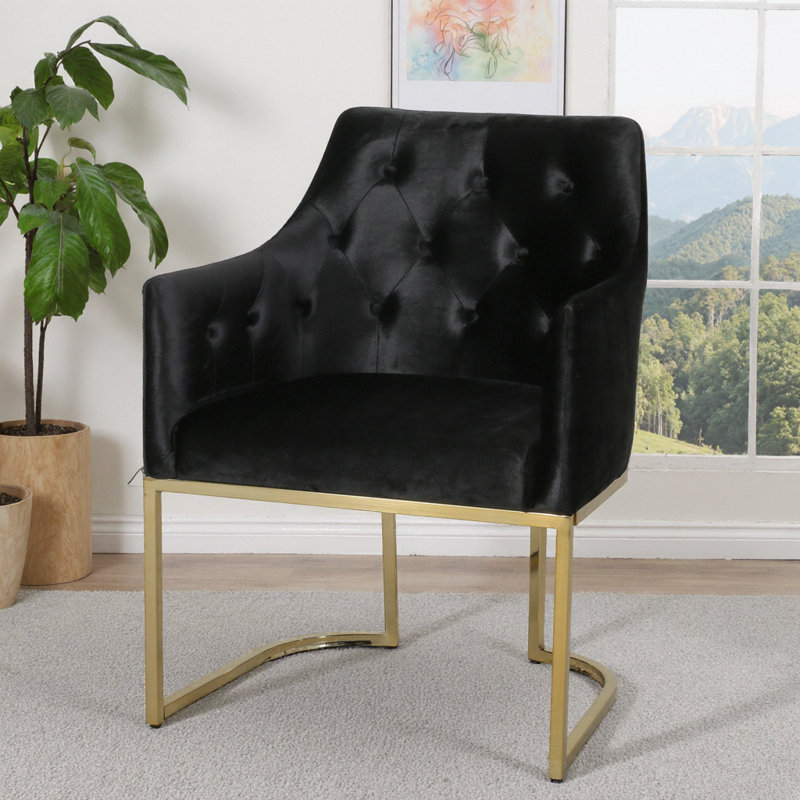 Fauteuil club moderne en velours glamour avec accents dorés - Luxueuse assise compacte