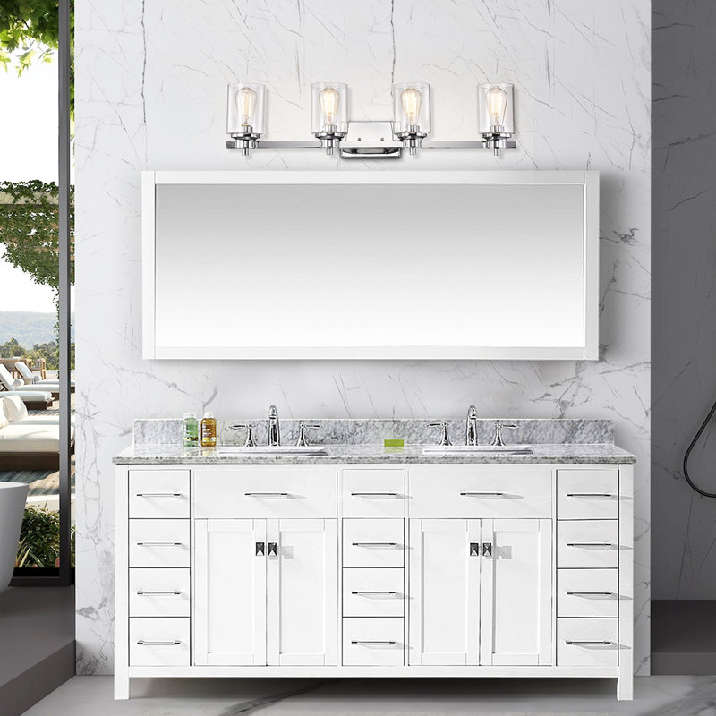 Éclairage pour meuble-lavabo à 4 lumières à intensité variable Hudak, Nickel