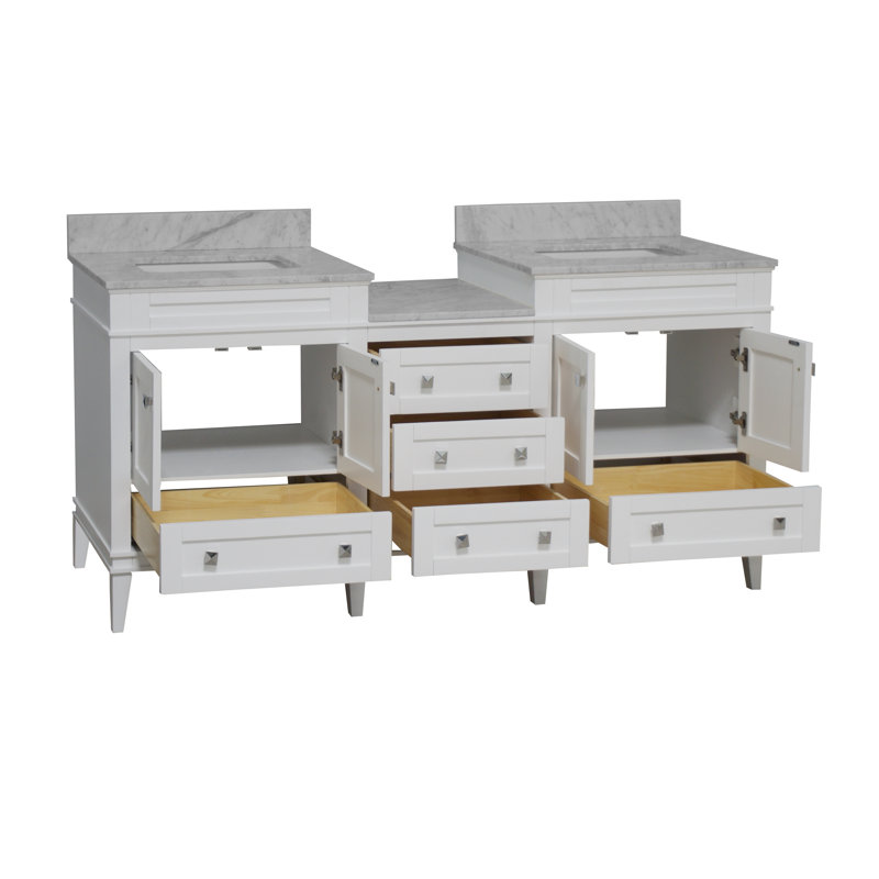 Ensemble de meuble-lavabo double pour salle de bain 72 po Frank, Blanc