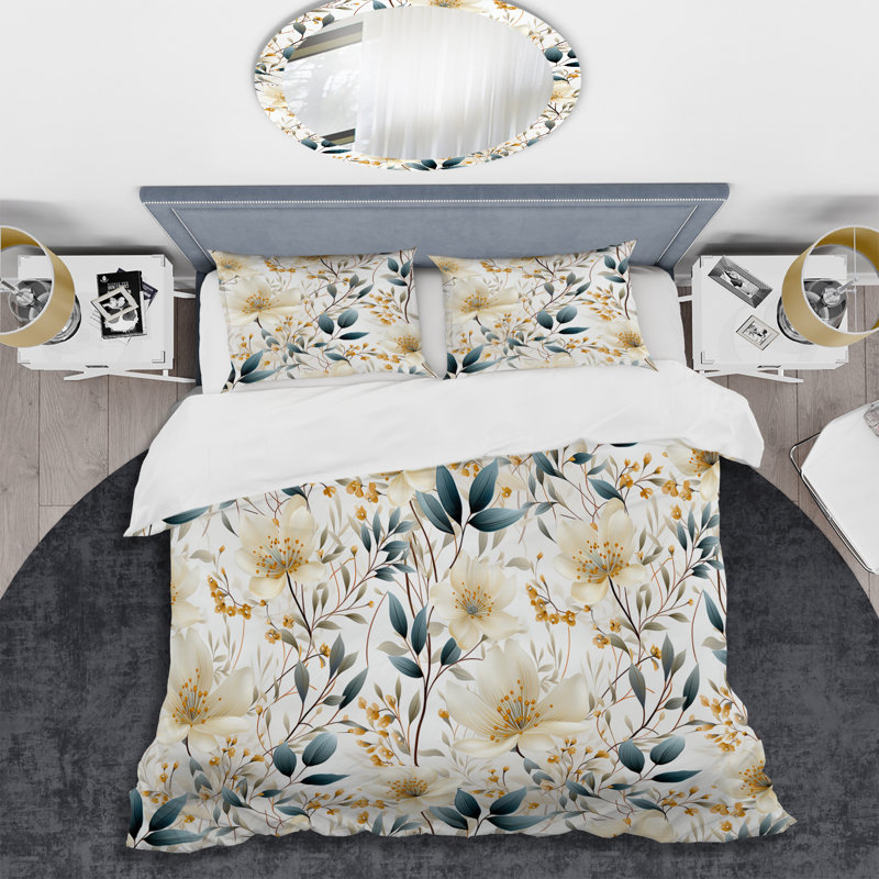Ensemble de housse de couette Earthy Flora I - Plants, Housse de couette simple + 1 taie décorative stan