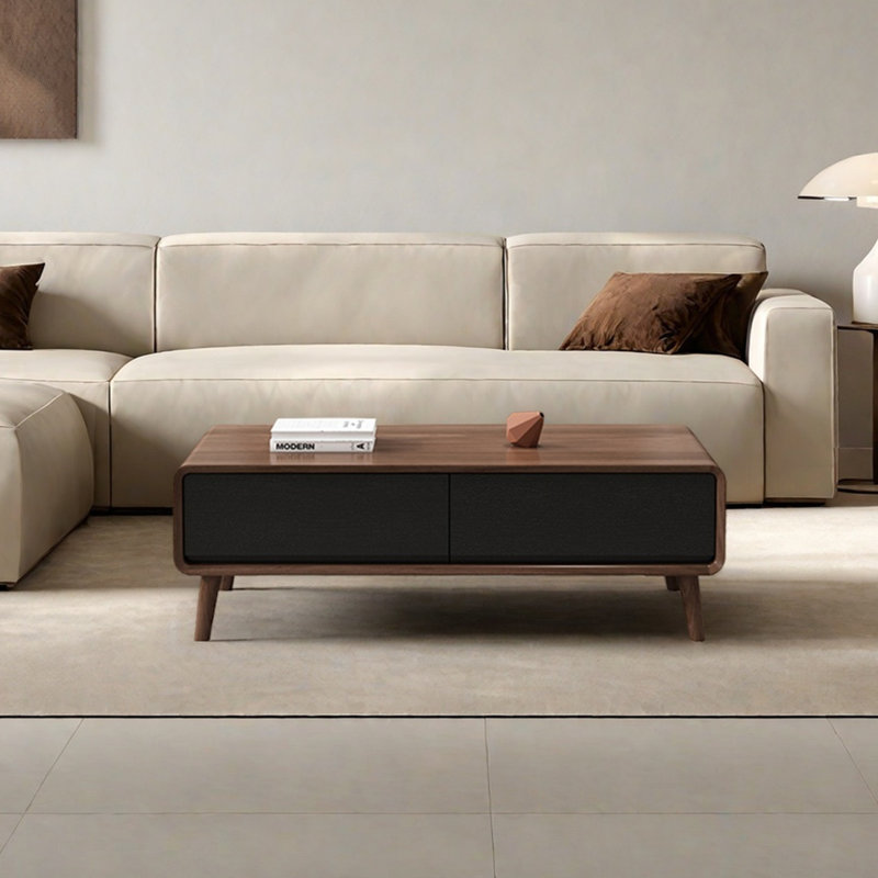 Nordic Simple Style Wood Coffee Table, 16.93" H x 55.12" L x 31.49" W, Black