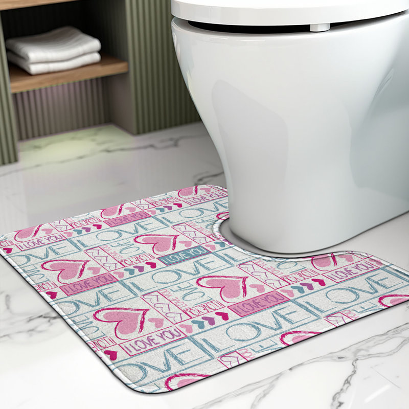  Tapis de salle de bain romantique en U rose pâle 20 po