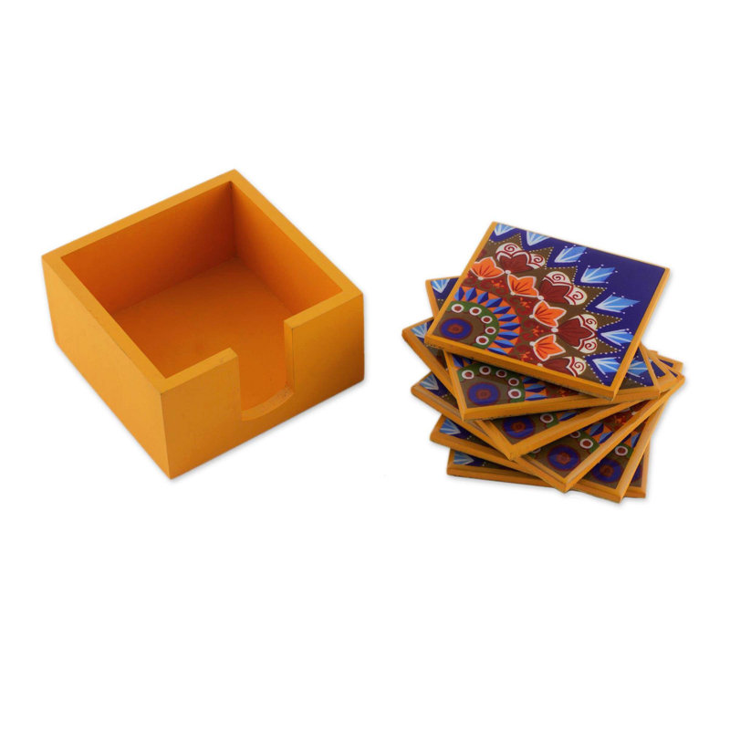 Ensemble de 7 sous-verres avec support fruits du soleil