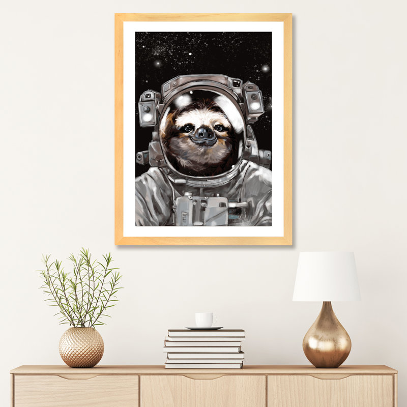 « astronaute sloth selfie », art, H 32 po x l 24 po x P 1 po, Papier encadré naturel