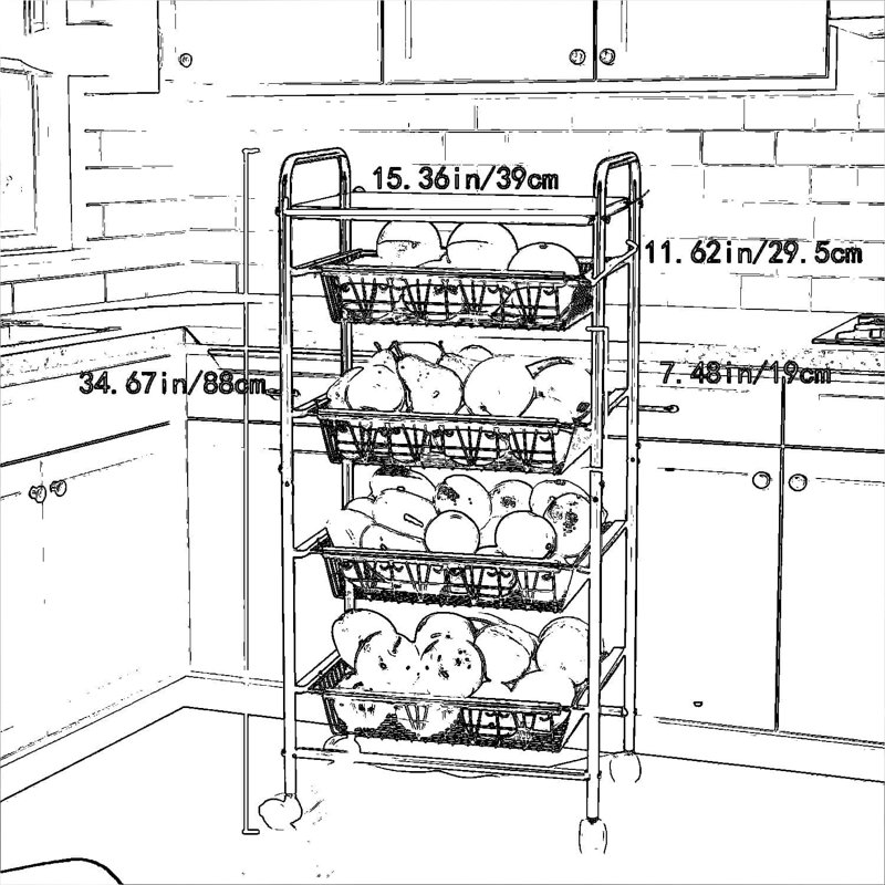 5-Tier Rolling Storage Cart With Locking Wheels, Heavy Duty Metal Wire Organizer Rack For Kitchen Pantry, Bathroom, Laundry Room, And Home Utility