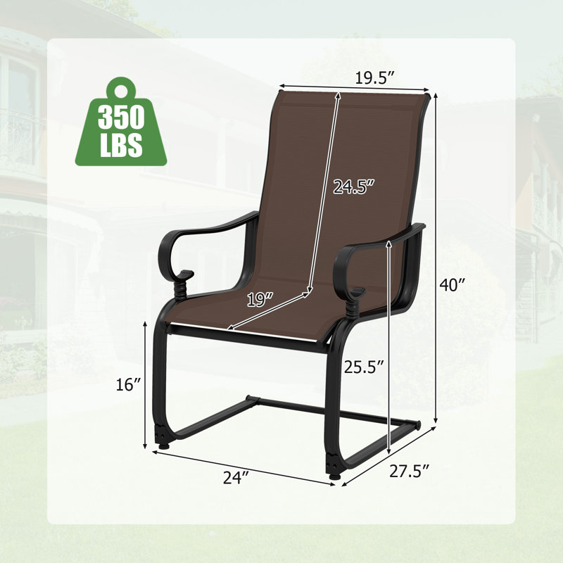 Ensemble de 4 chaises de patio avec cadre en métal brun et noir, Brun