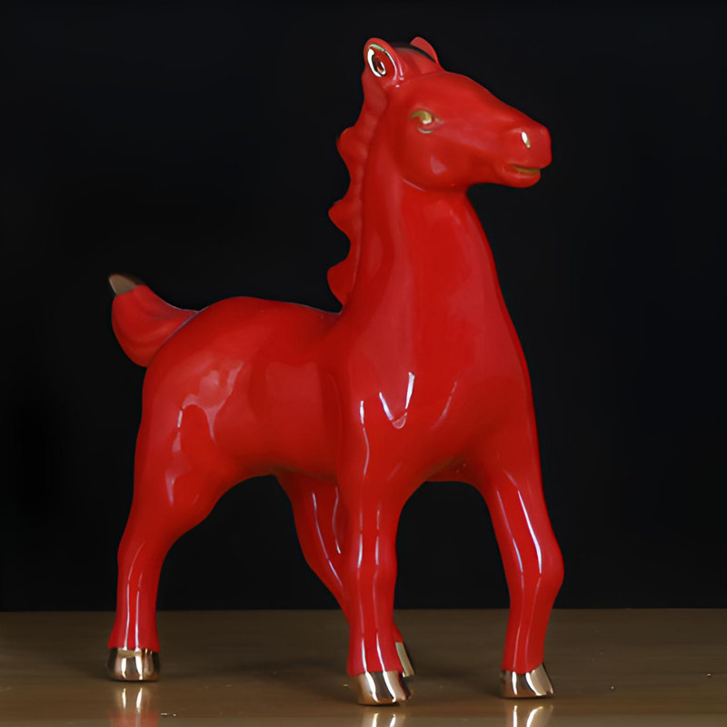 Superbe sculpture de cheval en céramique - ajoute de la classe à n'importe quel espace, Rouge