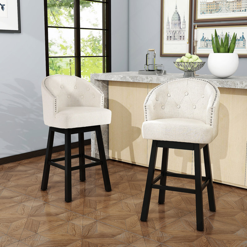 Tabouret de bar pivotant OGDEN KD (ensemble de 2), Beige