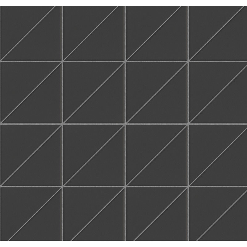 Tri-Full Ceramic Grid Mosaic Tile, Ultra Black