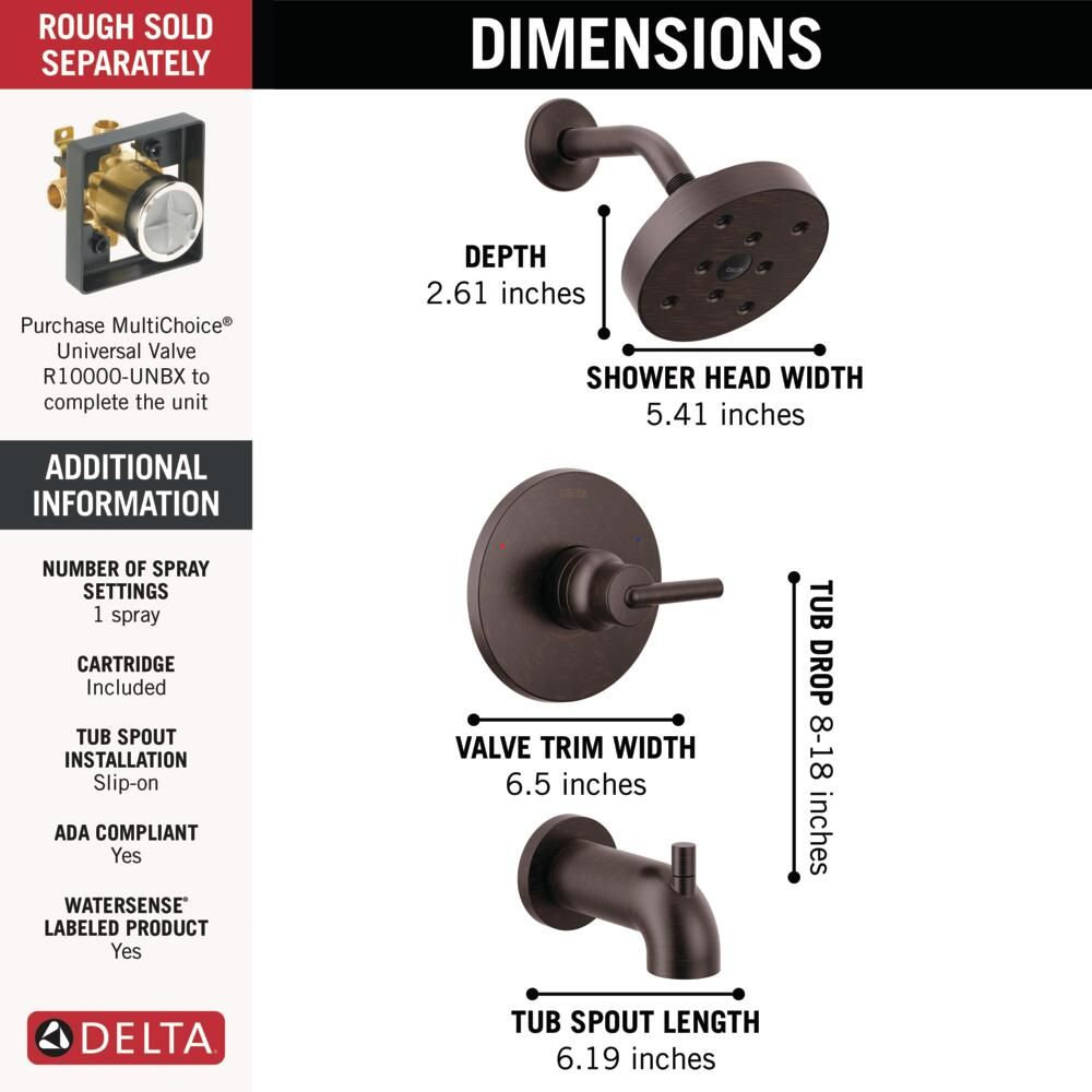 Trinsic 14 Series Single-Function Tub Shower Set, Venetian Bronze
