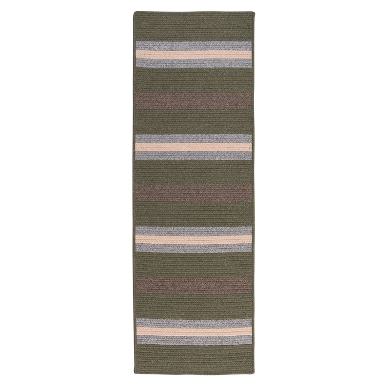 Tapis vert tressé à la main Winkel, Tapis de couloir 2 pi x 12 pi
