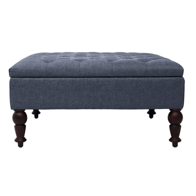 Mirfield Upholstered Ottoman, Denim Blue Polyester