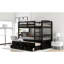 Lit simple superposé au dessus d'un lit gigogne - Pièce de chambre fonctionnelle en bois-931974306