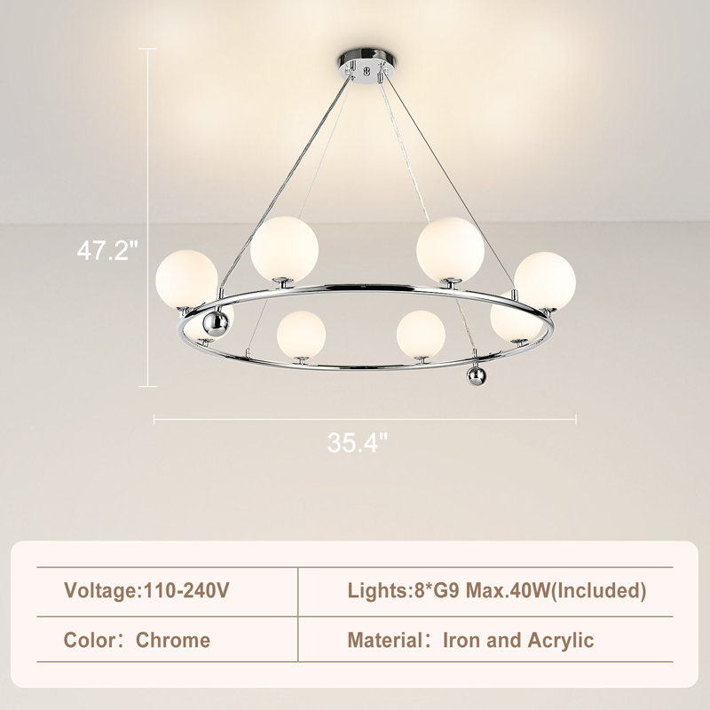 Lustre rond en cristal 35,4 "DEL, 8