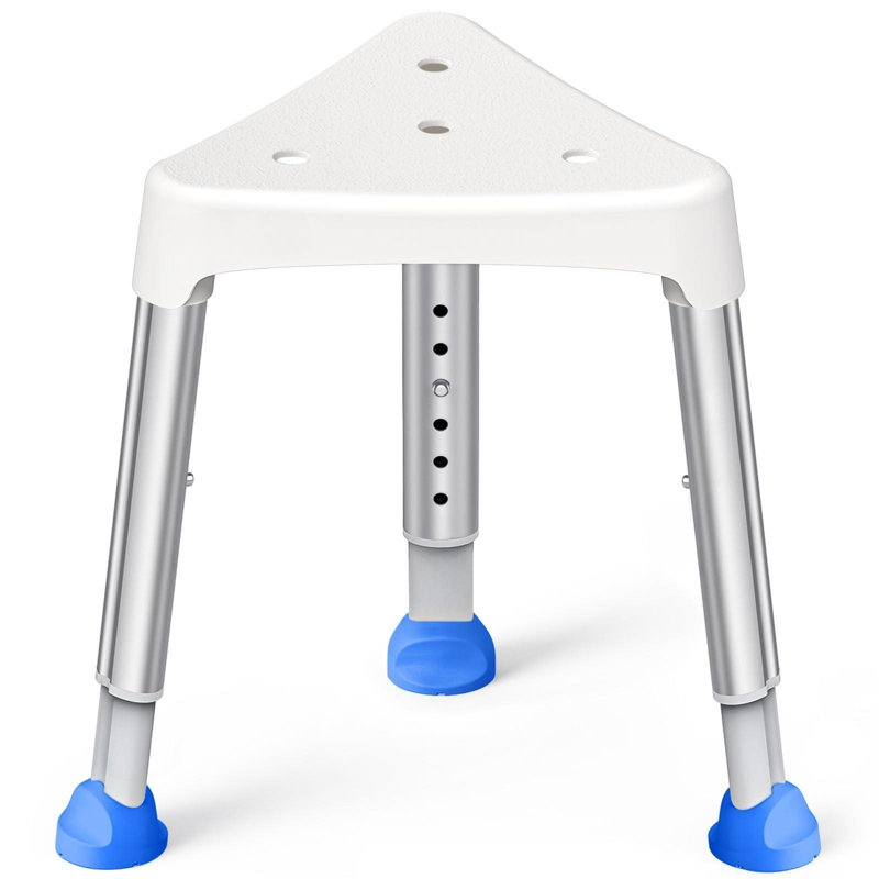Space-Saving Triangular Shower Chair For Inside Shower, FSA/HSA Eligible 400 Lbs Adjustable Shower Stool For Elderly And Disabled, Non-Slip Bathtub Chair With Stable-Bracing, Tool-Free Assembly, White