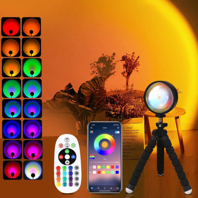 Lampe de coucher de soleil à DEL pour la chambre à coucher, veilleuse RVB, lumière du soleil, lever du soleil, 10 W, rotation à 360 °, éclairage d'ambiance, décoration de maison / pièce, cadeaux de Noël, triangle