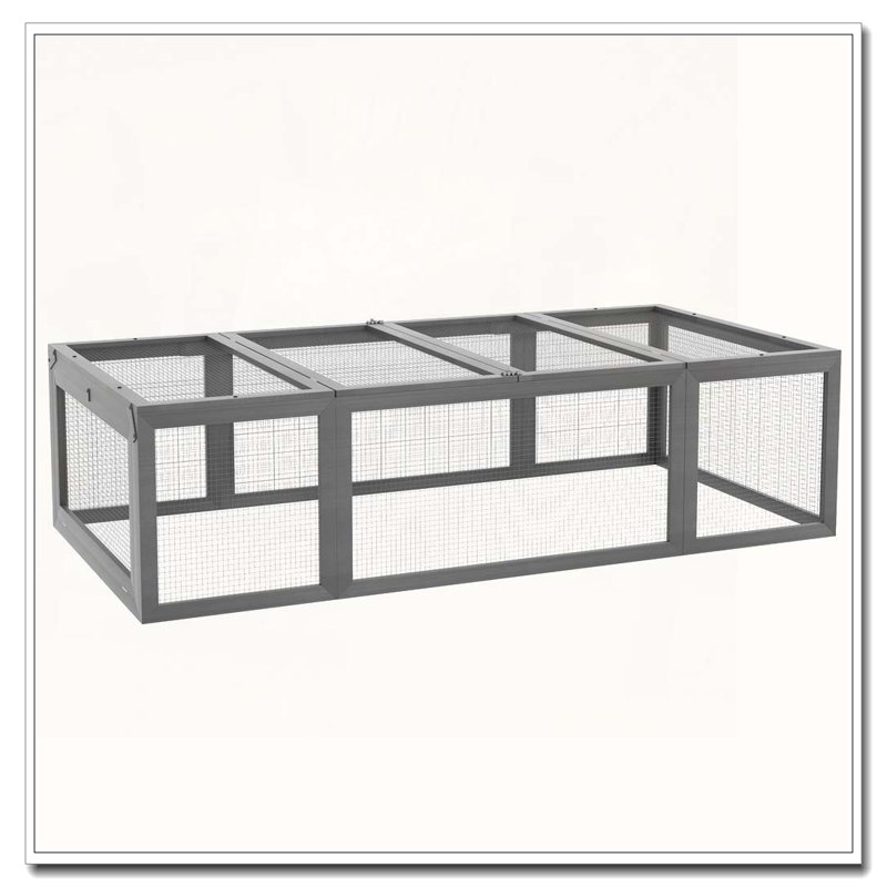 Grand refuge pour petits animaux en bois avec portes verrouillables pour l'extérieur, Gris