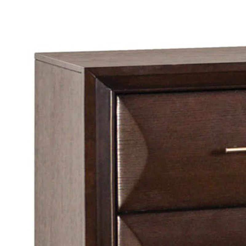 Ensemble de chambre à coucher pour très grand lit 3 pièces, brun espresso, bois doré, 2 tables de chevet