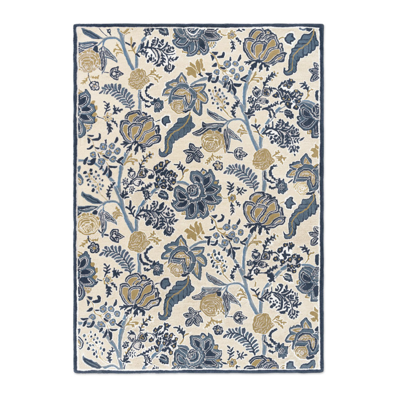 Hand Tufted Floral Area Rug, Rectangle 8'2" x 11'6"