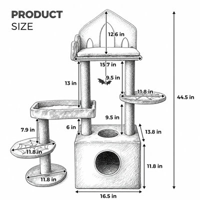 44.5 " H Cat Toys and Cat Condo