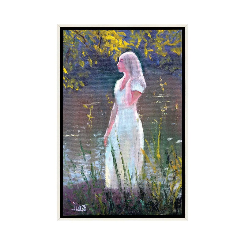 Sun-Kissed Harmony - reproduction d'art murale - toile encadrée, 48" x 32", Framed Canvas, Distressed White