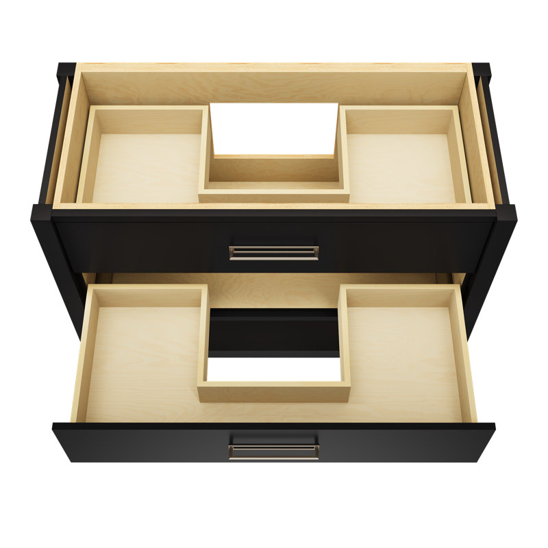 Kiawah Two-Drawer Single Bath Vanity, Noir, Satin Nickel, 48"