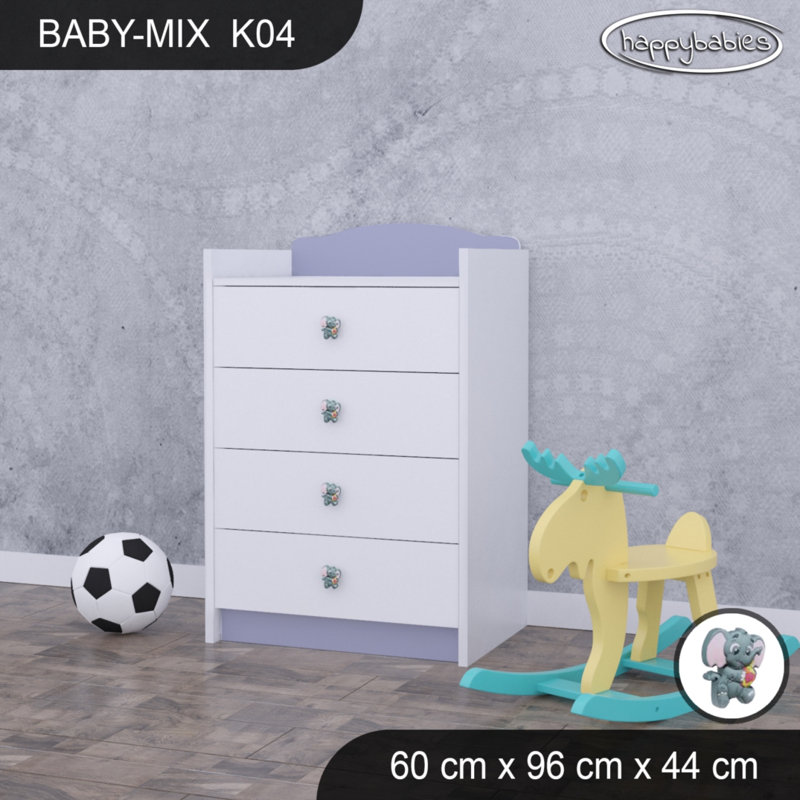 Baby Mix Kids 4 - Drawer Dresser, Grey