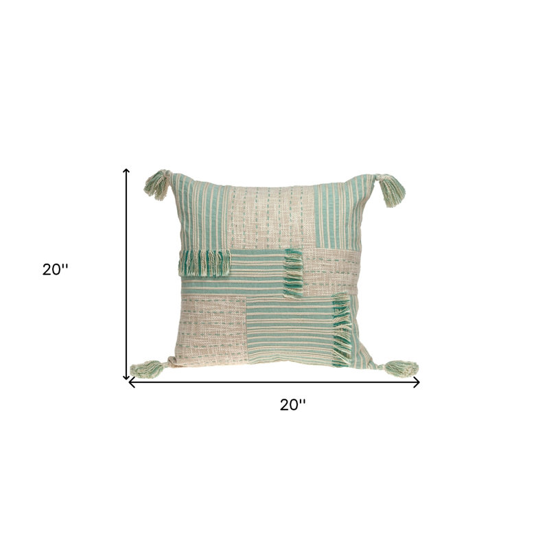 Coussin décoratif transitionnel crème et menthe Harper