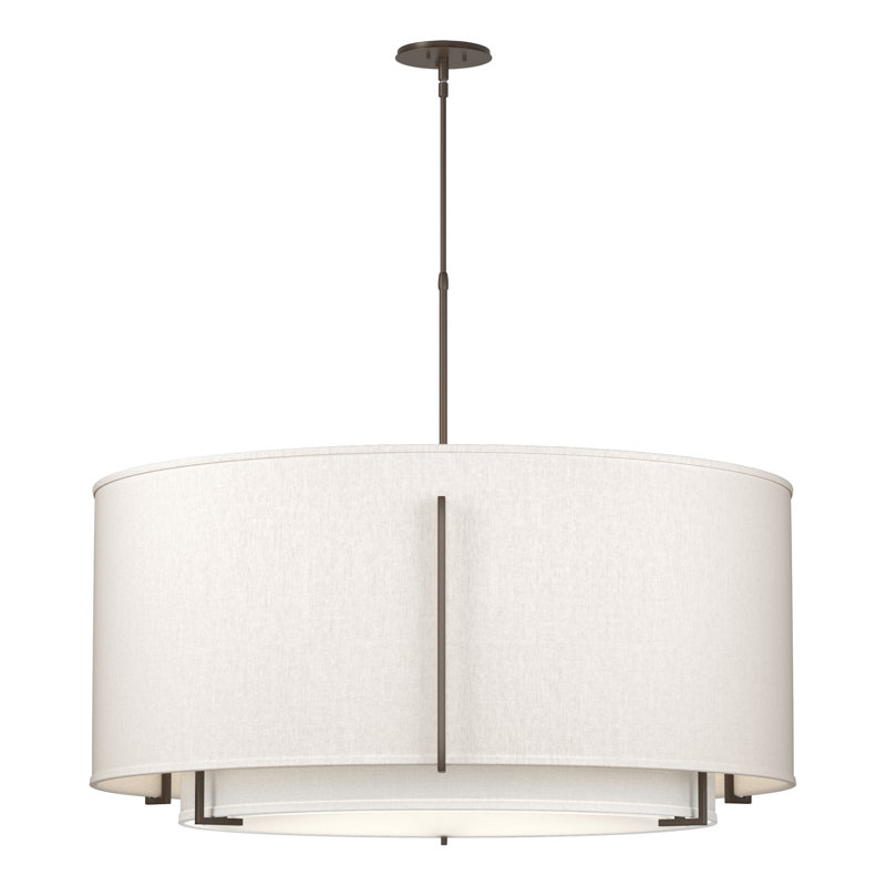 Exos Drum Chandelier, 57.4" H x 43.2" W x 43.2" D, Flax, Bronze