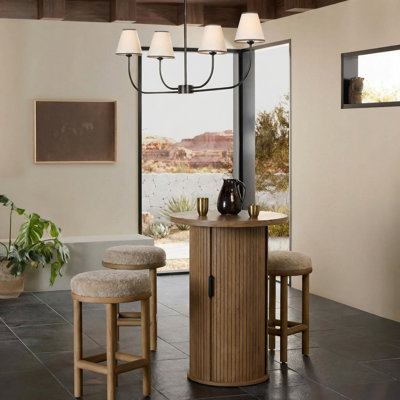 36" H Round Dining Table with Hidden Storage, Small Kitchen Bar Table for Dining Room, Pub, Basement