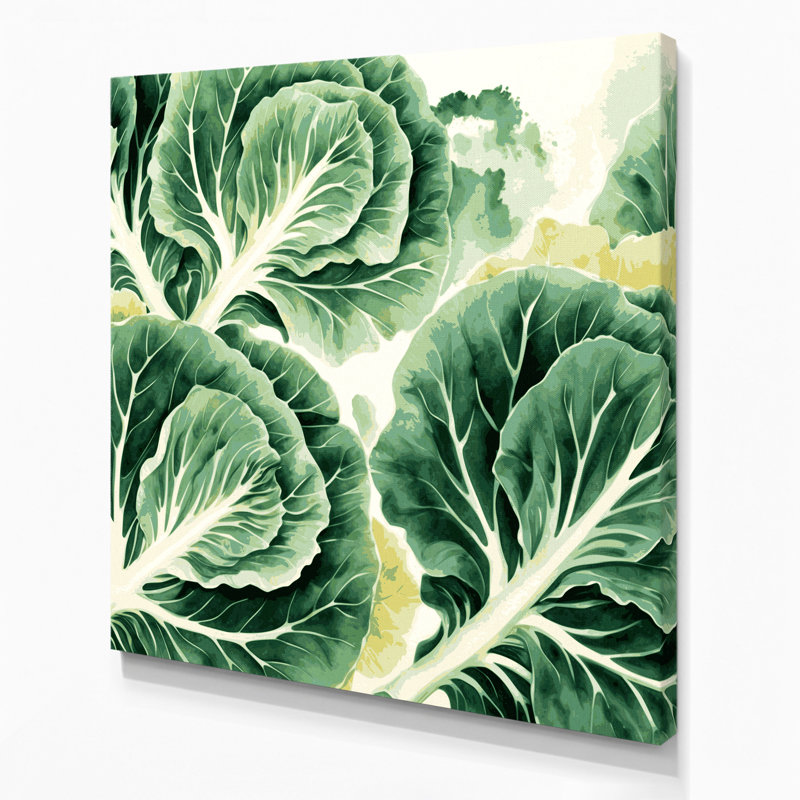Légumes, chou chinois sur toile beige Napa, H 8 po x l 8 po