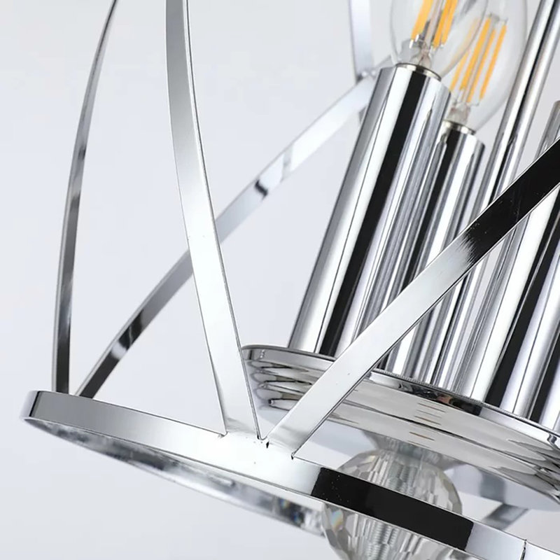 Luminaire suspendu cylindrique unique à 4 lumières Eryk, Chrome