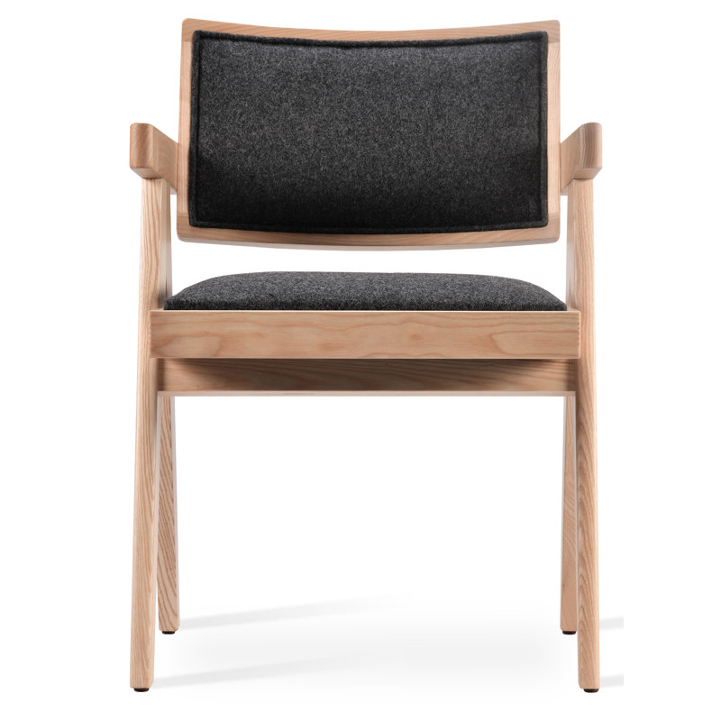 Pierre J avec accoudoirs en laine gris foncé