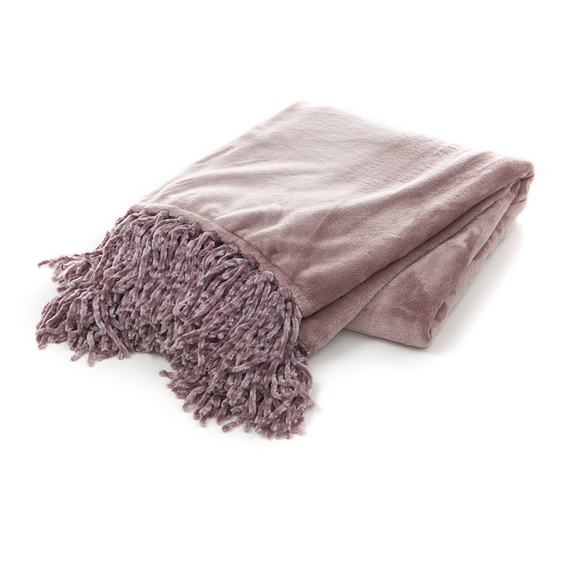 Jeté en peluche tissé, Rose