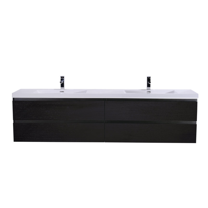 Ensemble de meuble-lavabo double mural 83 po Bobijo, Noir