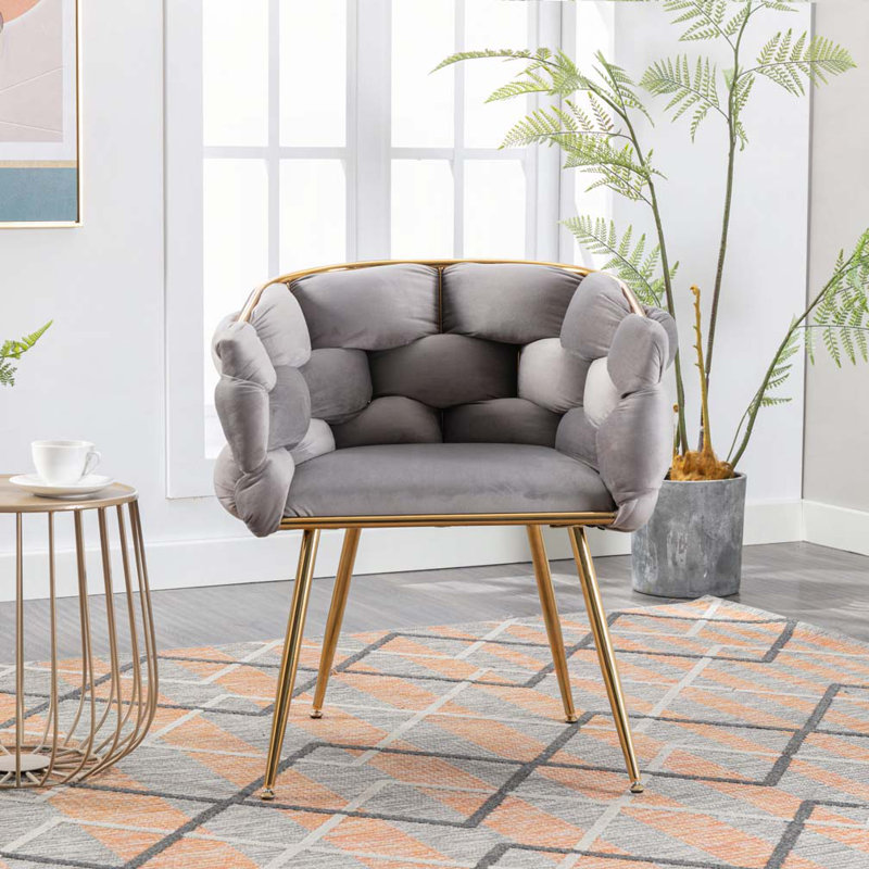 Fauteuil rembourré en velours, Gris
