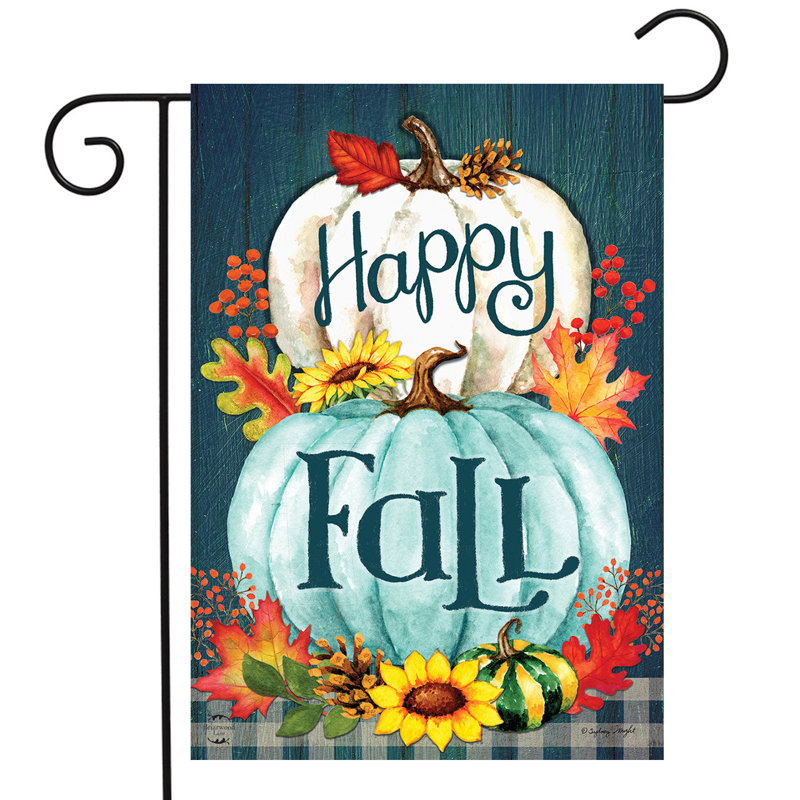Drapeau de jardin primitif «Happy Fall Pumpkins»