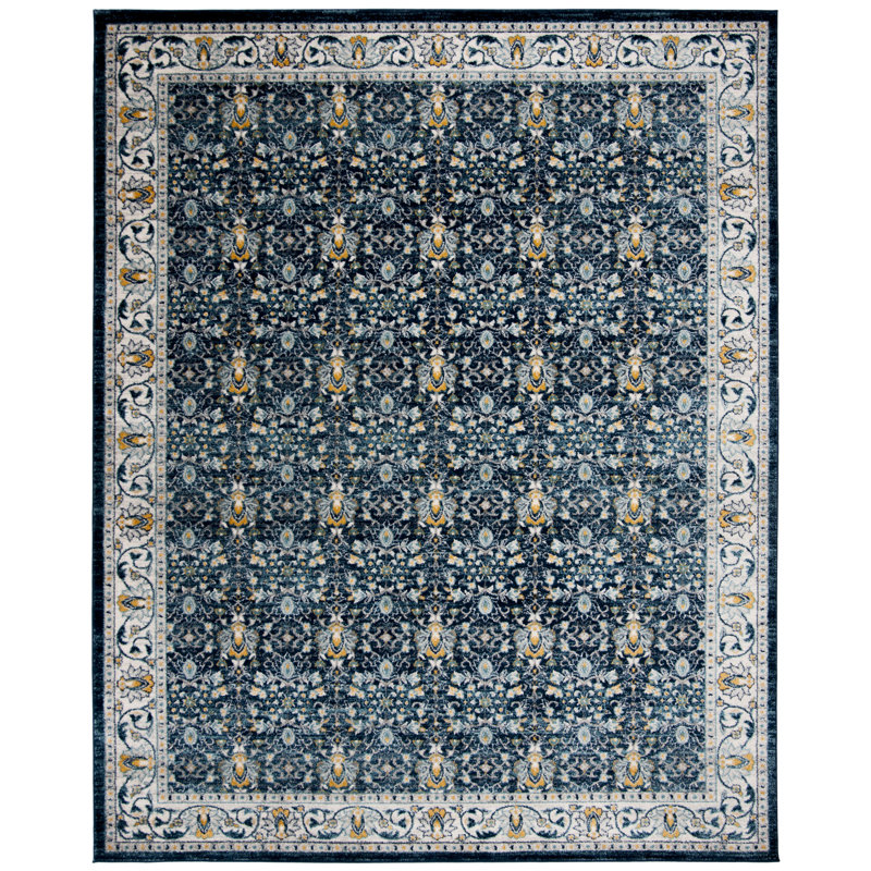 Tapis bleu marine / gris Christa Southwestern, Rectangle 8 pi x 10 pi