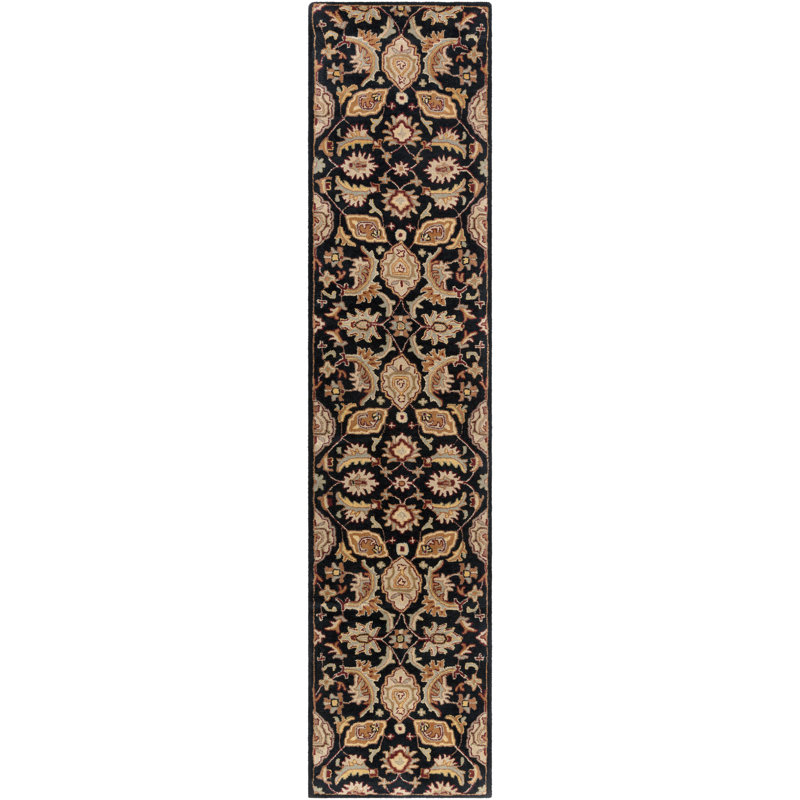 Oriental Handmade Tufted Wool Black/Camel/Beige/Brown Area Rug, Runner 2'3" x 10'