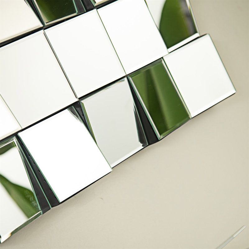 3D Square Splicing Artistic PU Material Decorative Mirror