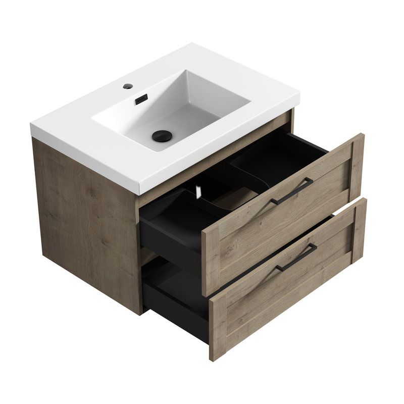 Devillage 29.5 " W Wall Mounted Wall Mounted 1 Single Vanity Bathroom Vanity With Engineered Stone Top, Eve