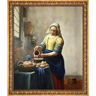 "the milkmaid" par johannes vermeer, peinture encadrée