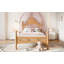 Lit plateforme simple avec tête de lit chic, structure de lit en bois massif avec support à lattes, aucun sommier tapissier requis et conception basse à terre, naturel-133343229-133343228