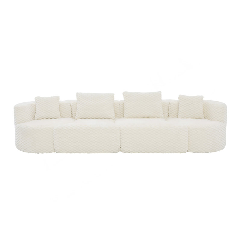 Canapé modulaire modulaire 137,8 po, Polyester blanc, Blanc