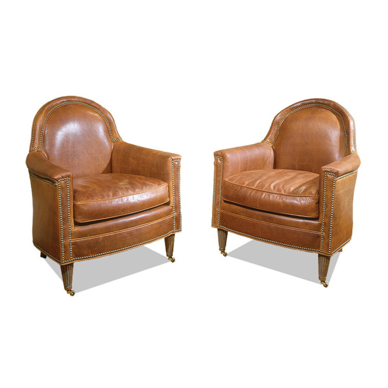Leather Armchair, Natural, French Ivory, Bristol 5410