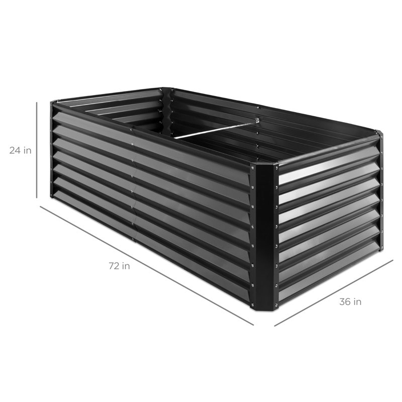 Boîte à fleurs surélevée en métal Rosonda, H 24 po x l 72 po x P 36 po, Noir