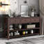 Console rétro avec deux tablettes ouvertes, structure en bois de pin massif et pieds pour le salon-340460784-340460798